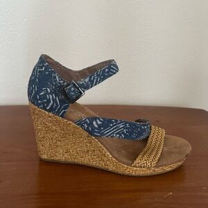 Blue Patterned Wedge Sandals